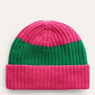 Pink/Green Wool Beanie