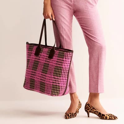 Pink Wool Trapeze Tote Bag