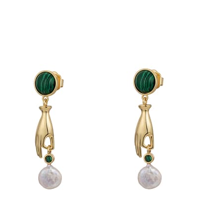 18K Gold Plated Hold My Pearl Earrings