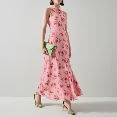 Pink Flori Silk Dress