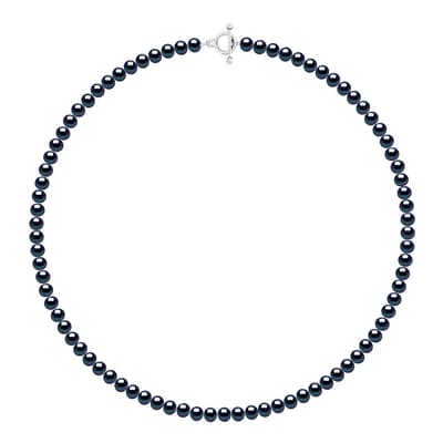 Silver & Black Freshwater Pearl Necklace 6-7 mm