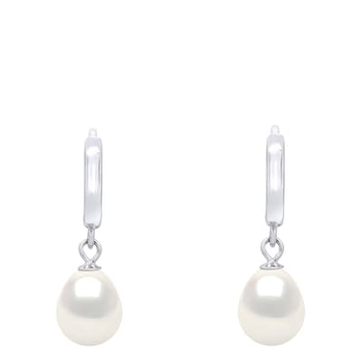 Silver Freshwater Pearls Pear Hanging Earrings  8-9 mm