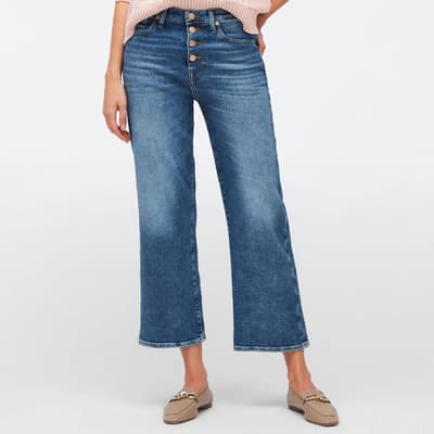 Mid Blue Alexa Cropped Stretch Jeans
