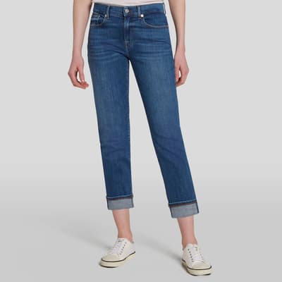 Mid Blue Relaxed Skinny Stretch Jeans