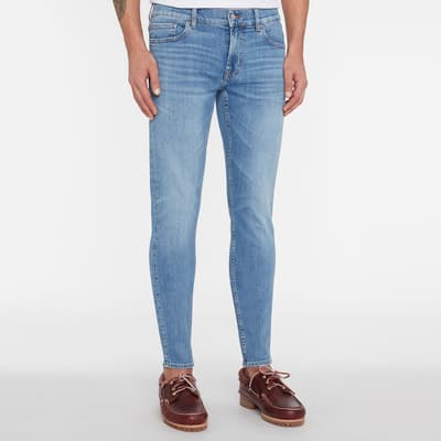 Light Blue Tapered Stretch Jeans