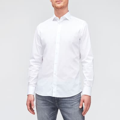 White Cutaway Popeline Cotton Blend Shirt
