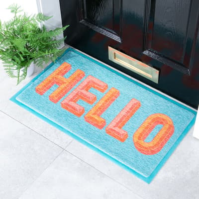 Blue Hello Doormat (70 x 40cm)