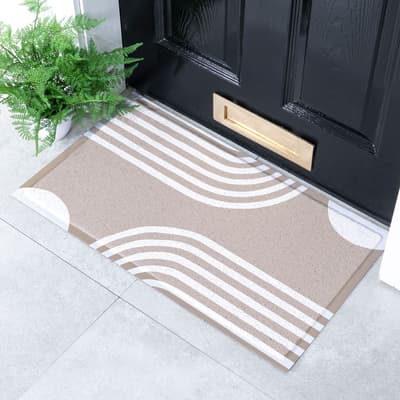 Beige Abstract Lines Indoor & Outdoor Doormat - 70x40cm