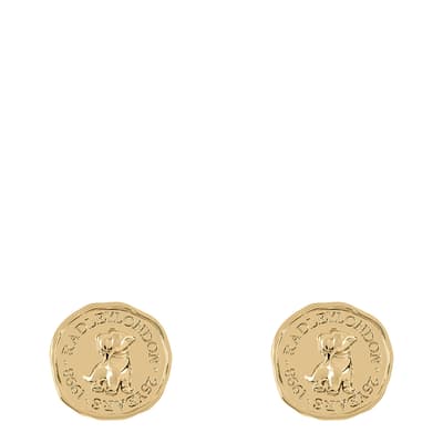 Signature Penny 10k Gold Plated Hammered Penny Stud Earrings
