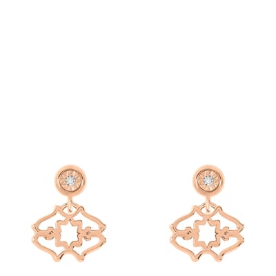Diamond Street 18ct Rose Gold Plated Sterling Silver Heirloom With Diamond Centre Stud Earrings