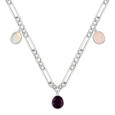 Tulip Street Silver Plated Stone Charm Necklace
