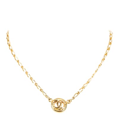 Gold Round CC Pendant Chain Necklace Necklace