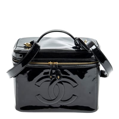 Black Vintage Large Vanity Case Bag Shoulder Bag