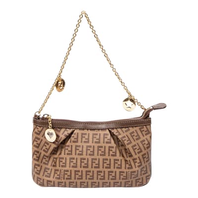 Brown Small Pleated Pouch Shoulder Bag