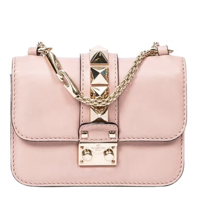 Pink Mini Glam Lock Rockstud Chain Crossbody Shoulder Bag