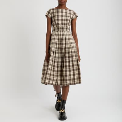 Cream Checkered Dress UK 6