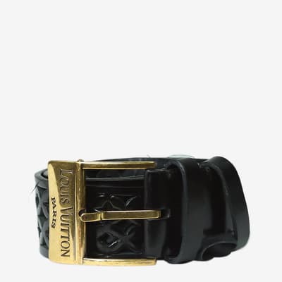 Louis Vuitton Black Cutout Buckle Belt