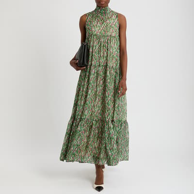 Green Floral Maxi Dress UK 12 
