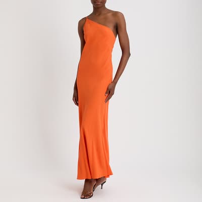 Orange Crepe Midi Dress UK 6