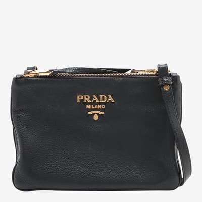 Black Prada Vitello Phenix Shoulder Bag 