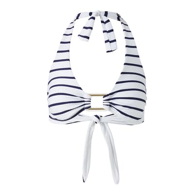 Navy & White Paris Stripe Bikini Top