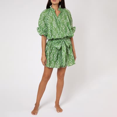 Green Floral Blouson Dress