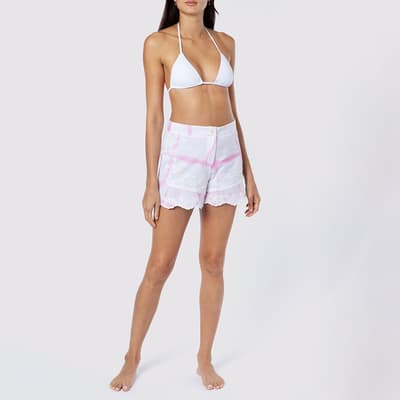 White and Pink Embro Shorts