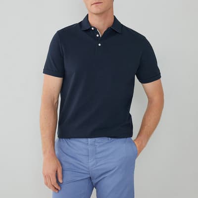 Navy Classic Fit Pique Cotton Polo Shirt