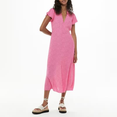 Pink Nina Diagonal Fleck Midi Dress