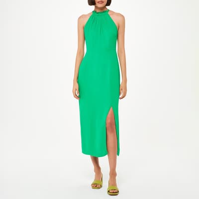 Green Eliza Halter Neck Midi Dress 