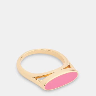Pink/Gold Enamel Signet Ring