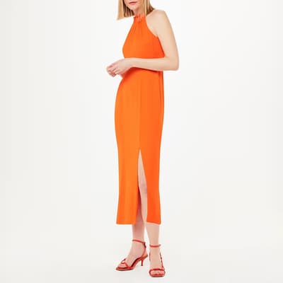 Orange Eliza Halter Neck Midi Dress 