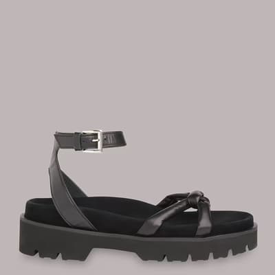 Black Mina Knotted Leather Sandals