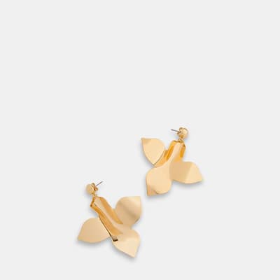 Gold Statement Leaf Stud Earrings
