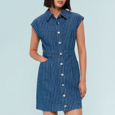 Blue Bodice Stripe Denim Dress