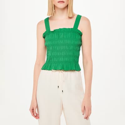 Green Saskia Crinkle Strappy Cotton Top