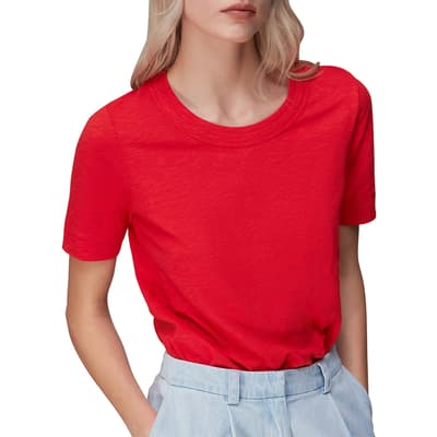 Red Rosa Double Trim Cotton T-Shirt