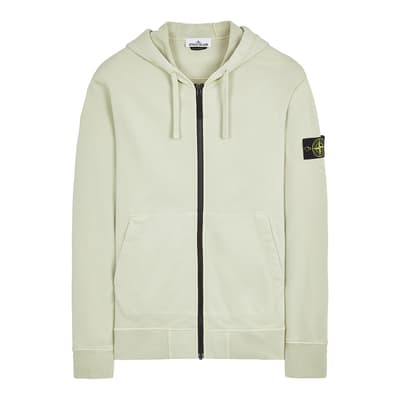 Pistacchio Garment Dyed Cotton Zipped Hoodie
