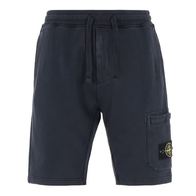 Navy Regular Fit Cotton Fleece Bermuda Shorts