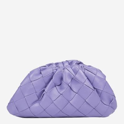 Purple Bottega Veneta Small Intrecciato Leather Clutch Bag