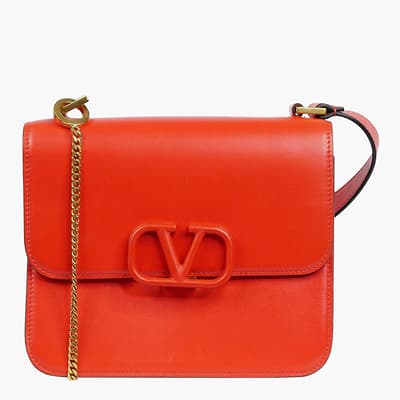 Orange Valentino V Logo Crossbody Bag