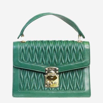 Green Confidential Matelasse Nappa Leather Bag 