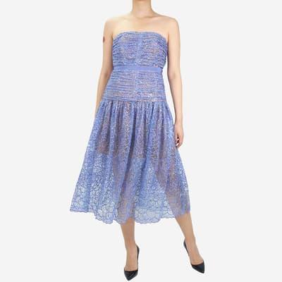 Blue Sequin Embellished Strapless Dress UK 8