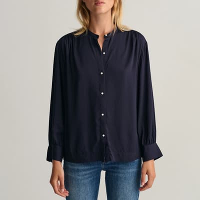 Navy Wide Cuff Blouse