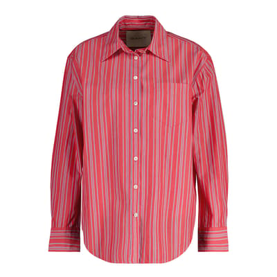 Red Striped Cotton Poplin Shirt