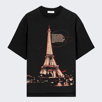 Black Paris Cotton T-Shirt 