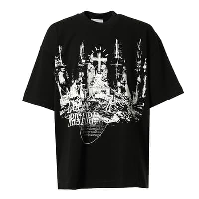 Black Graphic Cotton T-Shirt 