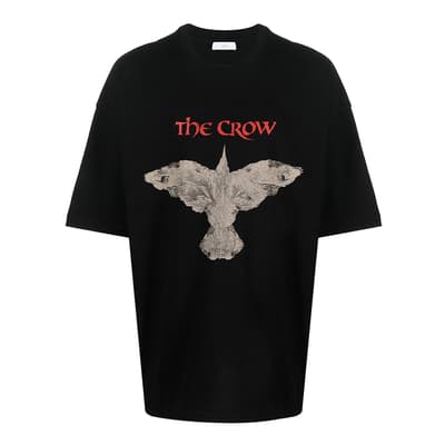 Black The Crow Cotton T-Shirt 