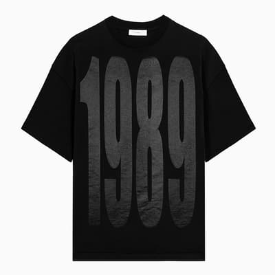 Black Faded Logo Cotton T-Shirt 