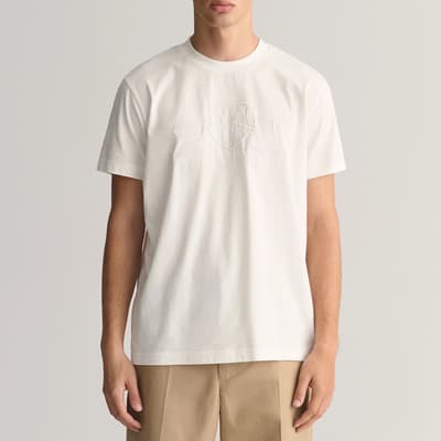 White Reg Tonal Shield Cotton T-Shirt